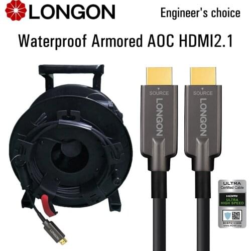 LONGON Waterproof Armored HDMI2.1 8K 60Hz Cable Optical Fiber Cable PS5 XBOX RTX3080 4K120Hz 240Hz Monitor TV5m 10m 15m 20m100m