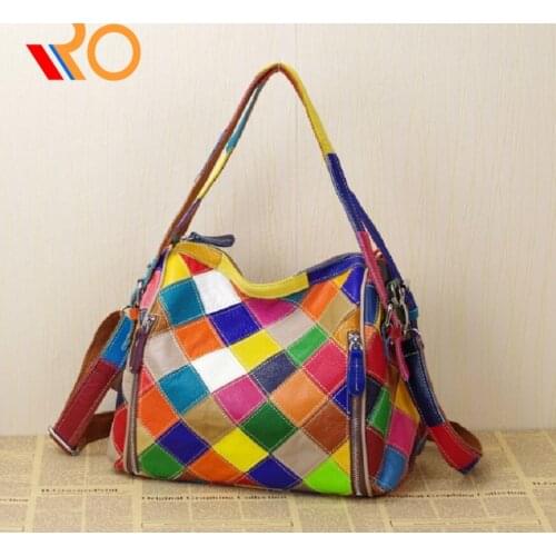 Ladies Morden Handbag Cow Leather 2019 Women Black Patchwork Casual Fashion Brand Tote Shoulder Crossbody Bags Genuine Leather