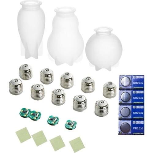 1 Set of Resin Bulb Mold 3 Pcs of LED Bulb Resin Mold with 10 Bulb Bases 4 Pcs of LED Chip Base