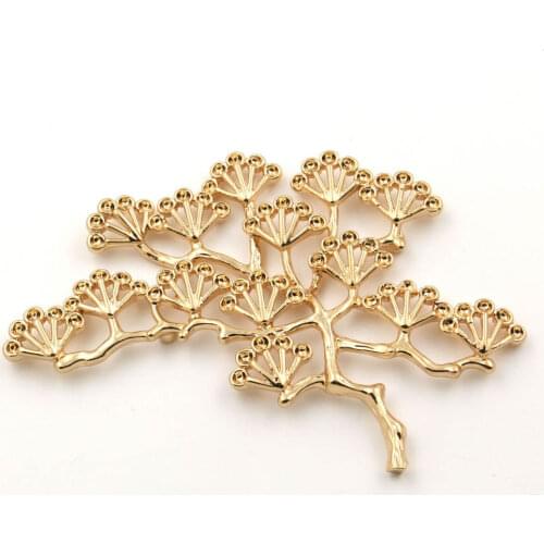 55x72mm Filigree Guest Greeting Pine tree Branch Pendant Charms Brass Metal Findings DIY Crystal Rhinestone CZ Paved Base Crafts