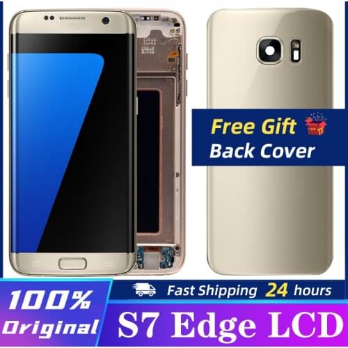 100% Original Amoled 5.5'' LCD For Samsung Galaxy S7 Edge Display With Frame For Samsung G935 G935F Screen Digitizer Assembly