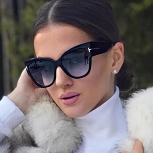 2021 New Fashion Cat Eye Women Sunglasses Brand Designer Female Gradient Points TF Logo Sun Glasses Big Oculos feminino de sol