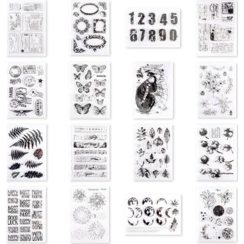 2021 New Retro Multi Element Scrapbooking Clear Stamps Elegant Frame Butterfly Flowers