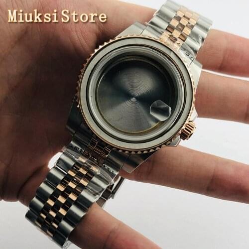 40mm mens watch case sapphire glass date window fit NH35 NH36 ETA 2836 Miyota 8205 8215 821A Mingzhu DG2813/3804 movement