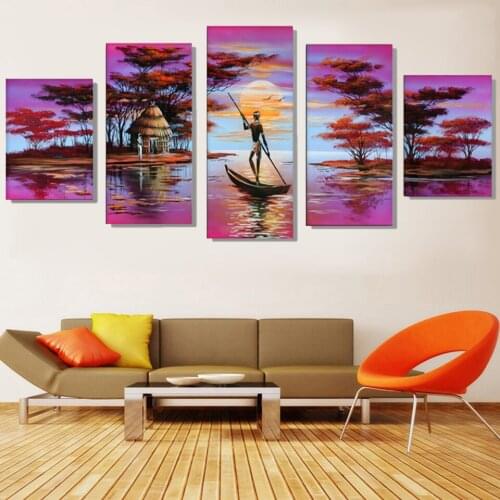 DIY Diamond Painting Purple sunset Glow Multi-picture Full Drill Diamond Embroidery Cross Stitch Boat Rhinestone Mosaic pattern