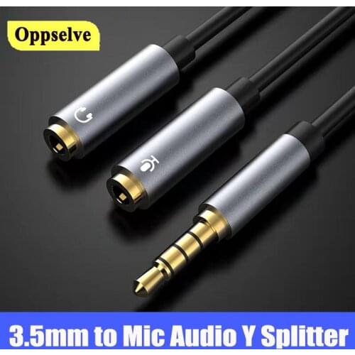 Audio Splitter Cable 3.5mm Male to 2 Female Jack 3.5mm Mic Y Splitter Earphone Aux Extension Cables for iPhone Samsung S9 PC P20