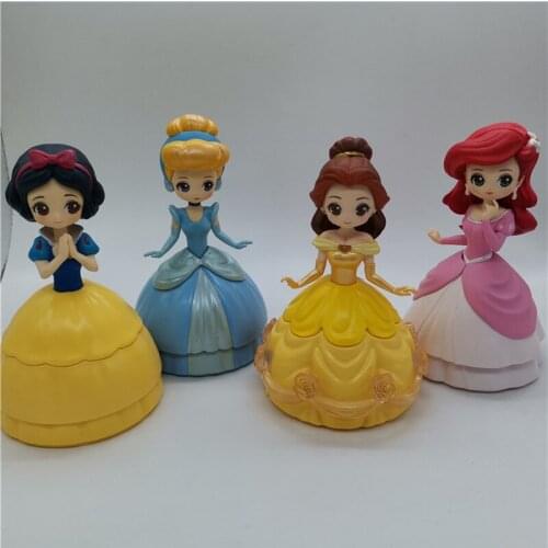 Bandai Animation Beautiful Girls Snow White Girl Belle Ariel Cinderella Princess Series PVC Model Toy Ornaments Child Gift
