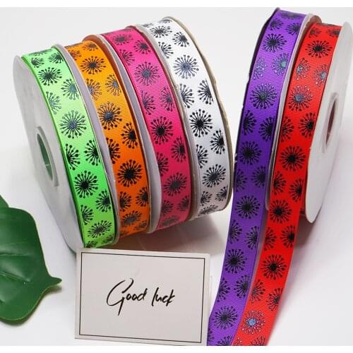 Free shipping 50 yard halloween foil printed grosgrain ribbon