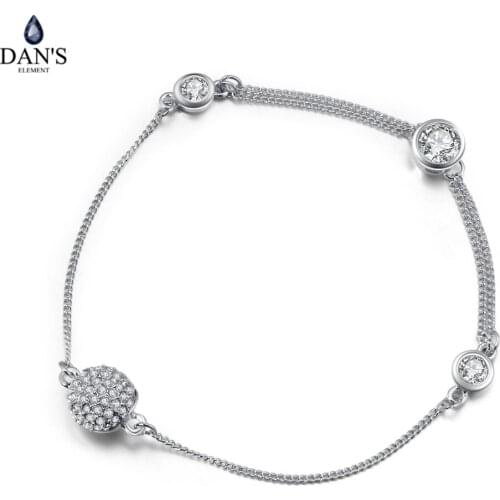 DANS ELEMENT Round Micro Mosaic Cubic Zirconia Rose Gold Color Bracelet Jewelry Austrian Crystal Top Quality 133323