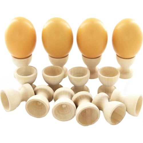 Wooden Egg Holding Cup Easter Eggs Holder DIY Unfinished Crafts Drawing Model Painted Graffiti Tools