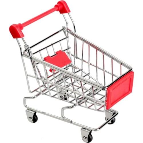 Baby Kids Simulation Mini Shopping Cart Toys Handcart Supermarket Storage Basket Trolley Toy Mini Shopping Cart Desktop Trolley