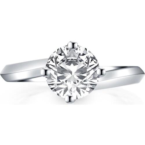 ANZIW 925 Sterling Silver 1.5ct Round Cut Engagement Ring for Women Sona Simulated Diamond Solitaire Ring Wedding Ring خواتم فضة