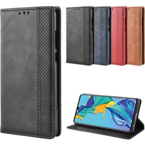 Leather phone case for Huawei P30 P 30 / P30 lite / P30 pro back Cover Flip card wallet with stand Retro Coque