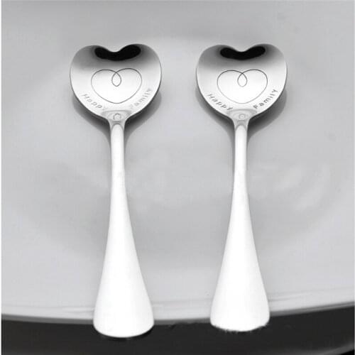 Creative Stainless Steel Cartoon Carved Handle Love Heart Kids Spoons Baby Feeding Tableware Toddler Dishes Dinnerware