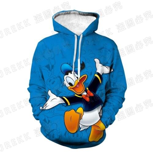 Disney Anime Cool Men Women Children Fashion Donald Duck Hoodies 3D Printed Sweatshirts Pullover Boy Girl Kids Streetwear Coat
