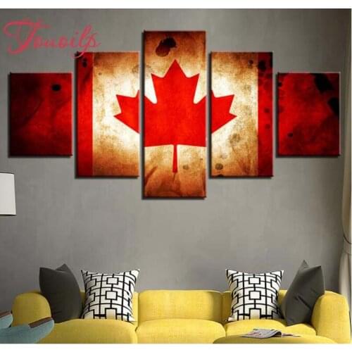 5pcs Canada Flag 5d diamond Painting Home Decor 5d Diamond Painting Cross Stitch icon 5d Diamond Embroidery Mosaic pattern