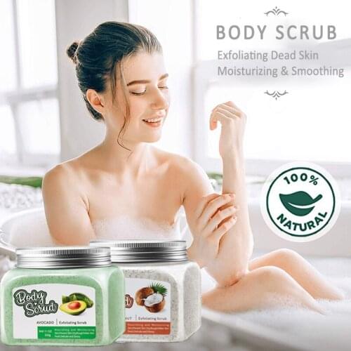 Natural Coconut and Avocado Body Exfoliator Scrub Cream For Exfoliating Whitening Brightening Peeling Cream Skin Care Women Men