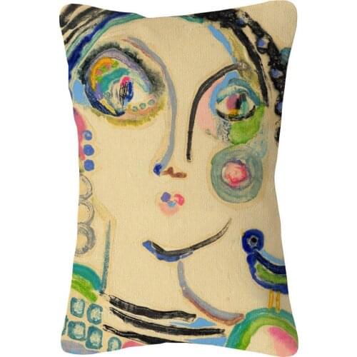 On My Shoulder Cushion Covers Africa American Girl Painting Beige Linen Pillow Case 30X50cm Sofa Decoration