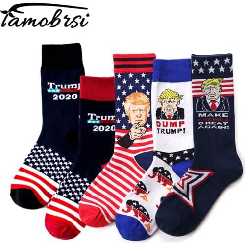 2021 Winter Creative Make America Great Again National Flag Stars Stripes Socks Funny Women Casual Men Short Happy Cotton Socks