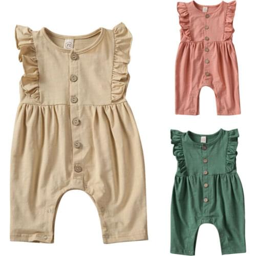 NEW 2020 Summer Newborn Infant Baby Girl Clothes Ruffle Sleeveless Soft Romper Bamboo Fabric Jumpsuit Solid Outfits