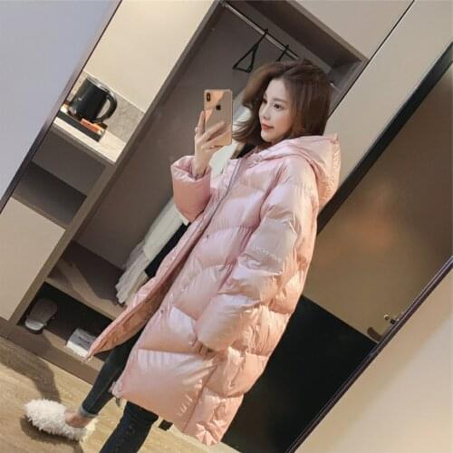 New Fashion Women Down Jacket Warm Plus Casual warm outerwear long down winter jacet with letter lucky five Size S M color pink