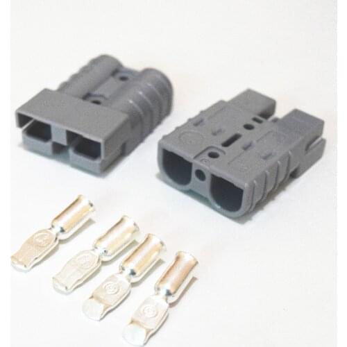 New 600V 50A 6AWG 2x Copper Silver Battery Quick Connector Kit Plug Connect Disconnect Winch Trailer Connectors