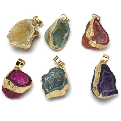 Natural Stone Quartz Agates Pendant Irregular Crystal Charms For DIY Necklace Earring Making Jewelry Findings Size 18x28-15x20mm