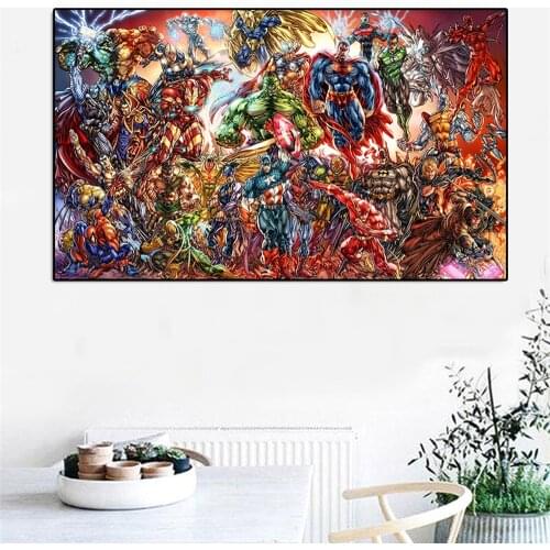 Large Canvas Poster Decor Marvel Superhero Painting Wall Art Avengers Mural Living Kids Room Home Decoration Boys Gifts Picture