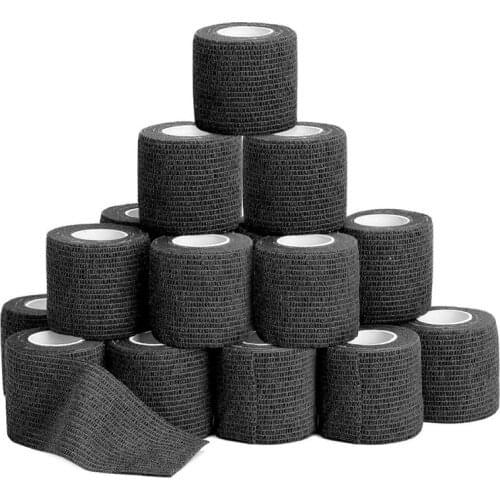 24 Pcs Black Elastic Self-Adhesive Bandage 5cm Sports Fixed Elastic Bandage for Sports Injuries and Pet Treatment