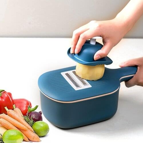 Manual Wet Basket Vegetable Cutter Onion Multifunctional Grater with Container Mandoline Kitchen Chopper 4 Blade Potato Gadgets