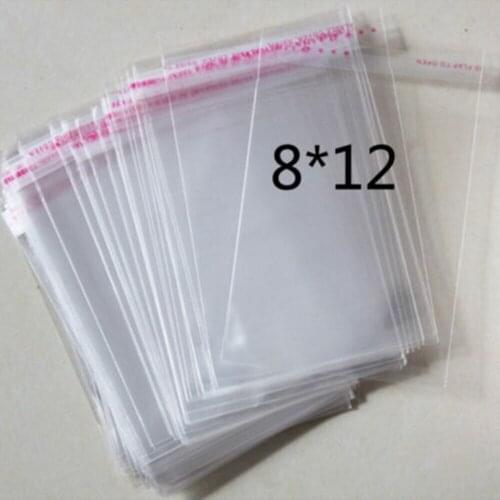 Self-sealing transparent plastic bag, self-adhesive transparent packaging bag for jewelry, biscuits and candy 100pcs