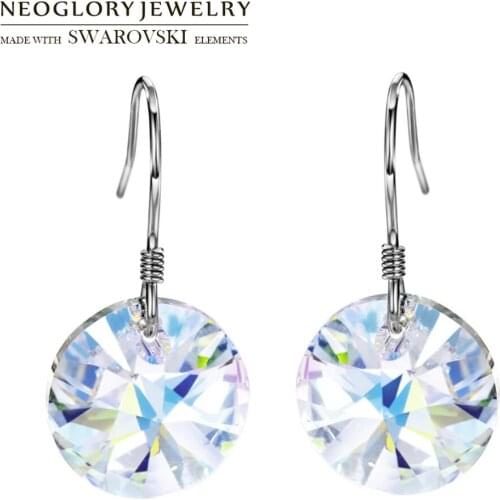 Neoglory Jewelry Crystal & S925 Silver Hook Earrings Classic Round Design Embellished With Crystals From Swarovski Hot Gift