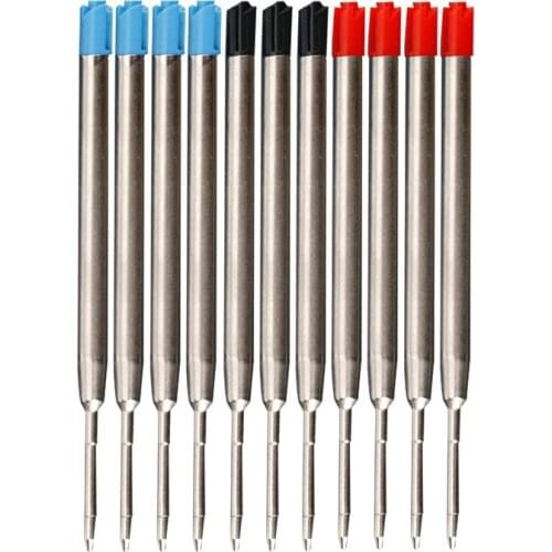 10Pcs/lot Metal Ballpoint Pen Refills Blue & Black & Red Ink Medium Roller Ball Pens School Office Stationery Ballpoint Pen