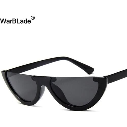 WarBLade Fashion Ladies Cat Eye Sunglasses Brand Designer Half Frame Women Clear Lens Eyewear UV400 Sun glasses For Female