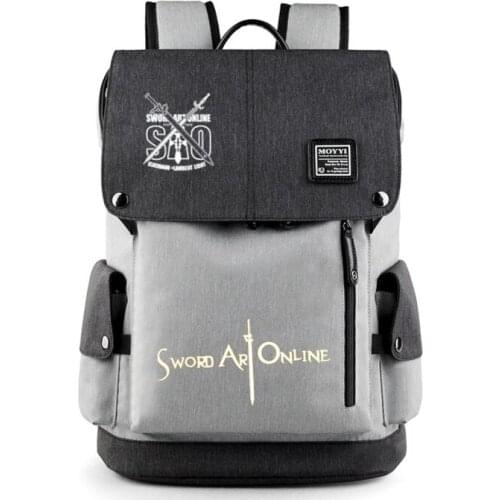 Sword Art Online SAO Teentage Laptop Travel Bag USB charge Student School Shoulder Bag Cosplay Canvas Backpack Gift