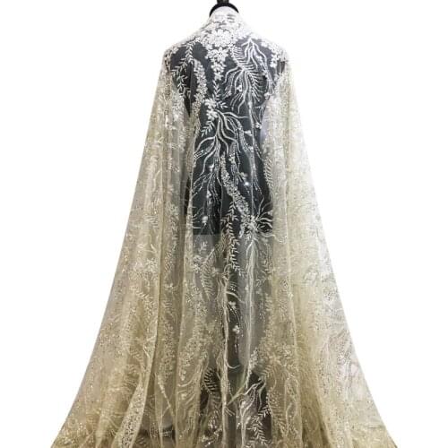 Wedding dress headdress Sequin mesh silver embroidery lace fabric accessories