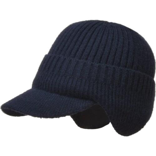 Winter Mens Hat Thick Windproof Sun Visor Hat Outdoor Riding Warm Ear Protection Knitted Hat Male Baseball Cap