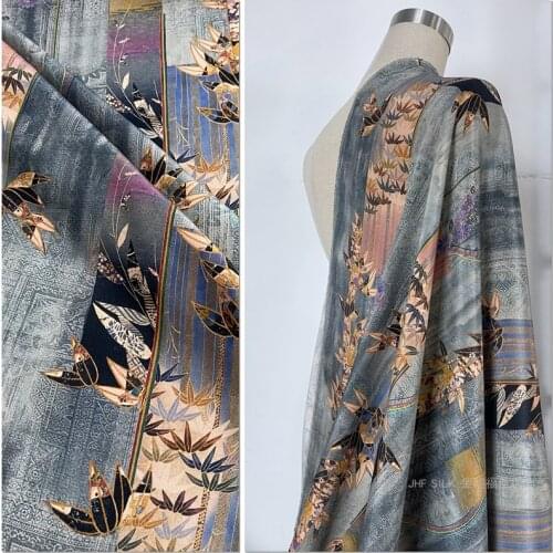 1 Meter Heavy Silk Retro Fabric Dress Cheongsam Fabric 28mm Stretch Heavy Crepe Bamboo Green