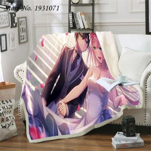 Darling In The FranXX 3D Blanket for Beds Hiking Picnic Thick Quilt Fashionable Bedspread Fleece Throw Blanket Adults Kids 03