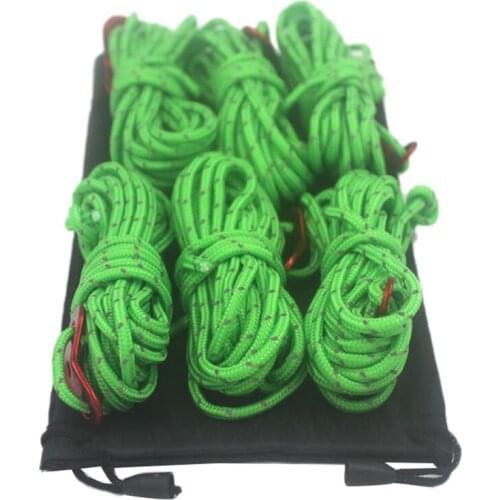 6 Pack 4mm Outdoor Tent Cords Lightweight Camping Rope for Tent Tarp, Canopy Shelter, Camping, Hiking, Backpacking