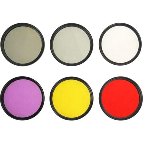6 in 1 58mm ND2 UV Lens Filter Red FLD Yellow CPL Filter Adapter Ring Kit for GoPro HERO4 Session Canon Nikon Sony DSLR Camera