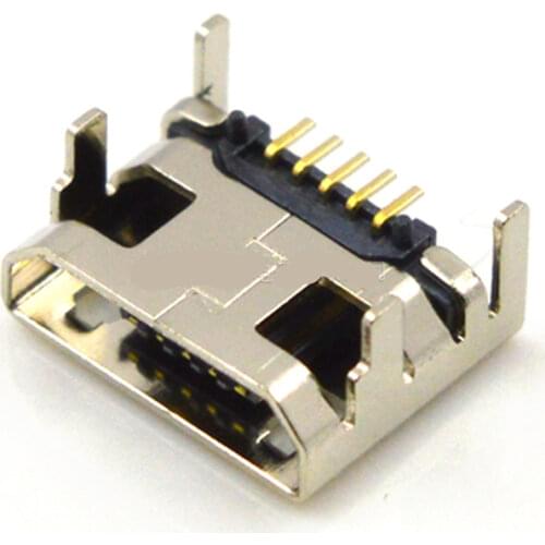 Free shipping 10PCS Micro USB connector 5pin seat Jack Micro usb Four legs 5P Inserting plate seat Mini usb connector