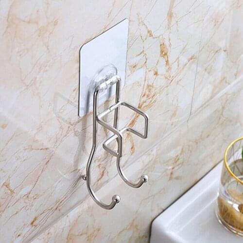 Stainless Steel Seamless Punch Free Bathroom Hook Towel Clothes Hat Key Strong Adhesive Wall Hook