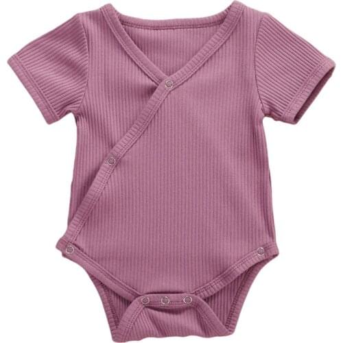 0-24M Newborn Kid Baby Boy Girl Clothes Short Sleeve Bodysuit Solid Colour Cute Sweet Body Top Sunsuit Summer New born outfit