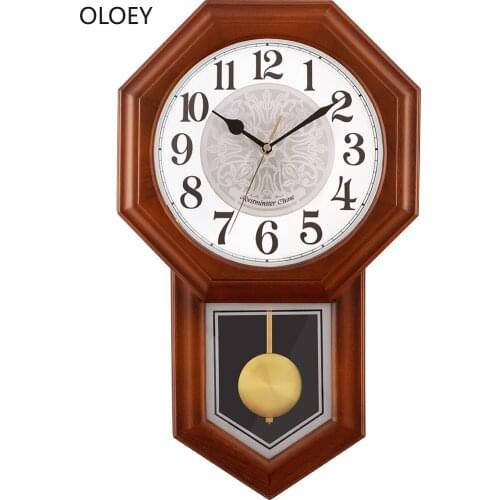 Antique Large Wall Clocks Luxury Vintage Pendulum Wall Watch Chinese Silent Wood Shabby Chic Cuckoo Clock Retro Home Decor Watch