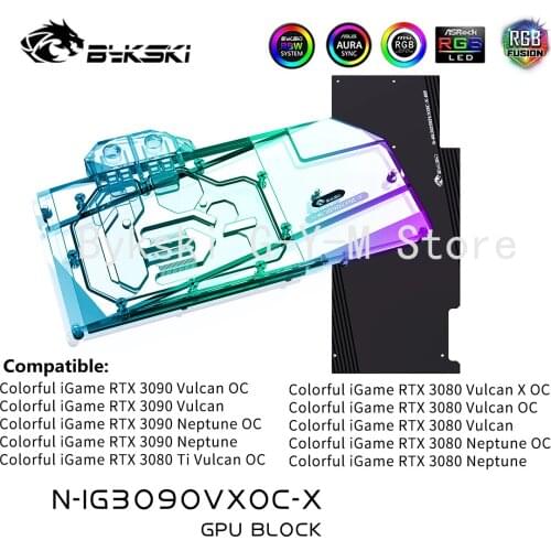 Bykski Water Block use for Colorful iGame RTX 3080 Vulcan X OC/3080 Vulcan OC 10G/3080 Neptune OC 10G/VGA Cooler N-IG3090VXOC-X