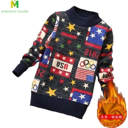 Kids velvet sweaters boy fleece inside winter warm knitted long sleeve clothes children spring jacket baby comfortable pullovers