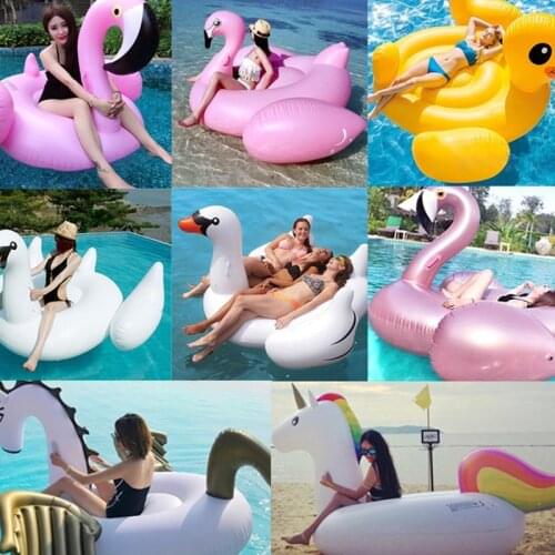 Giant Flamingo Unicorn Floating Pool Swimming Ring Air Mattress Inflatable Swimming Circle Pool Float Row Tube Water Party Toys