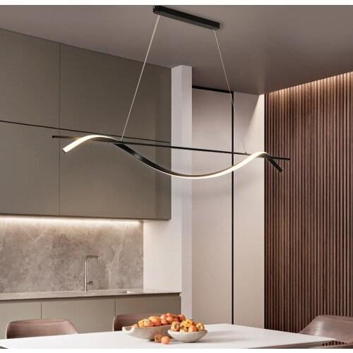 Artpad Horizontal Chandelier Led Modern Pendant Lamp For Kitchen Dining Living Room Bar Home Decor Modern Black Light Fixture