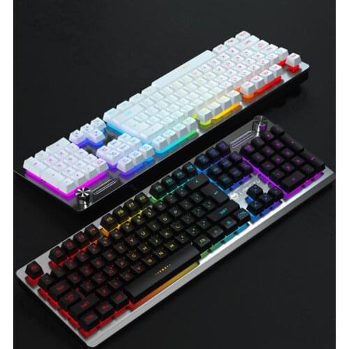 K002 Luminous Gaming Mechanical Keyboard 104 Keys With RGB LED Backlit USB Wired 1.5M Keybord For laptop Desktop